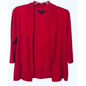 NOTATIONS LONG SLEEVE, OPEN FRONT, ACRYLIC SWEATER, WOMENS, M, RED, NO BUTTONS